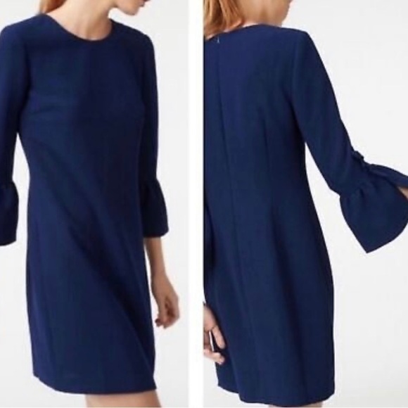 Club Monaco Navy Blue Bell Sleeve Sheath Dress - Size 00 - Picture 1 of 10